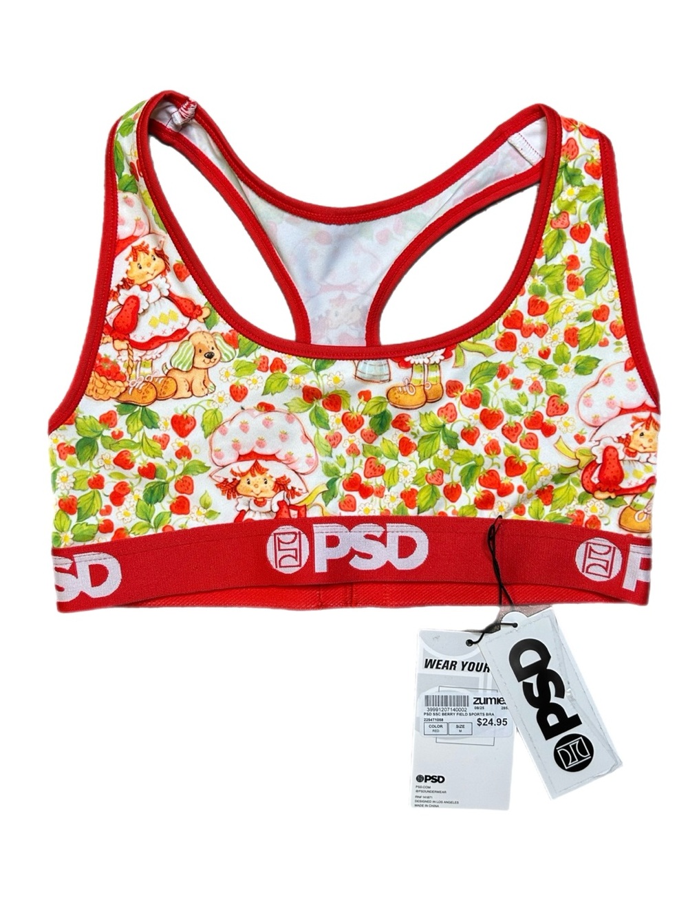 PSD Women’s Red Strawberry Print Sports Bikini Top
